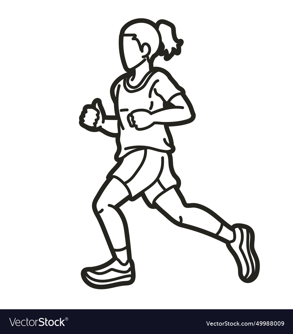 A girl start running action jogging movement Vector Image