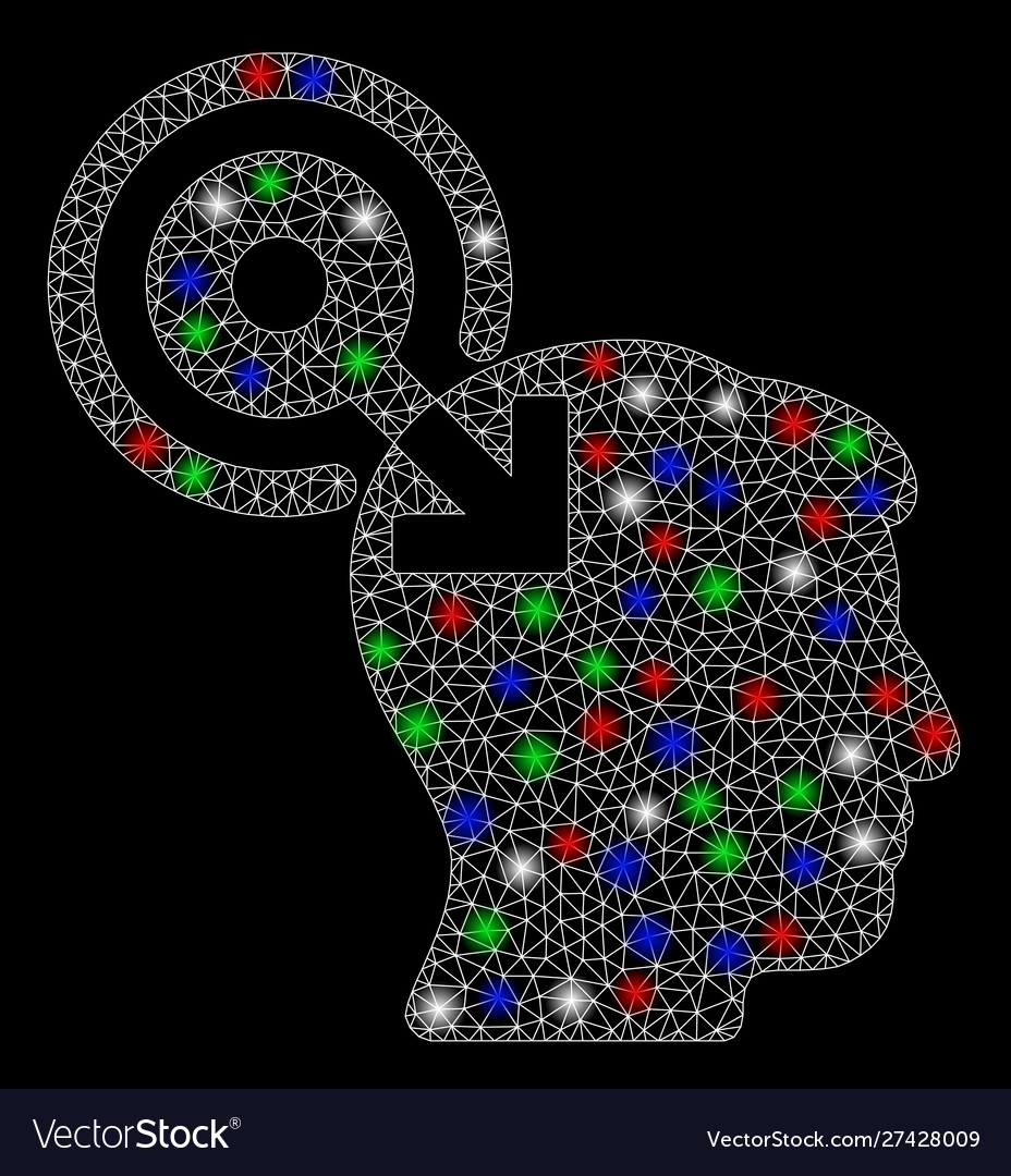 Bright mesh wire frame brain interface plug-in vector image Bright mesh wire frame brain interface plug-in