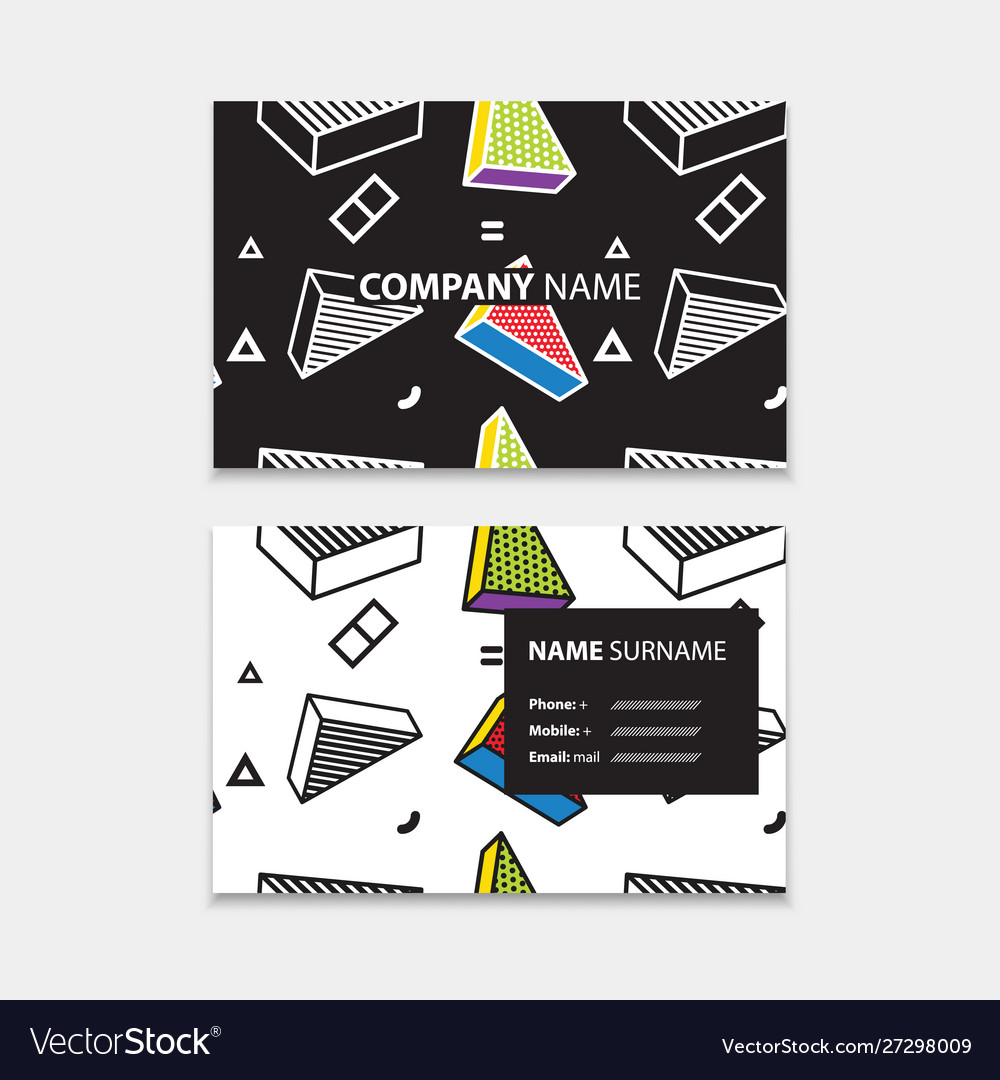 Business card template with seamless pattern