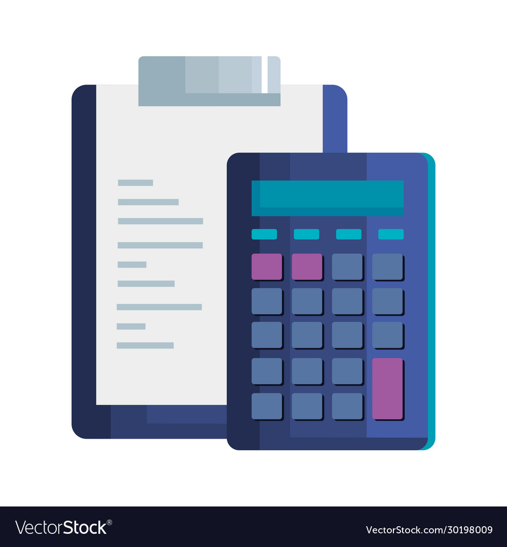 Clipboard with paper document calculator Vector Image Clipboard with paper document calculator