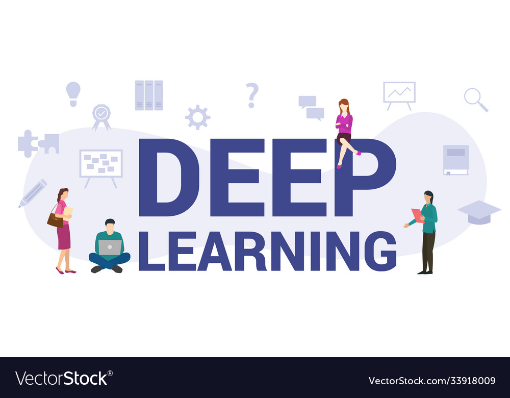 Deep learning concept with modern big text or word vector image Deep learning concept with modern big text or word