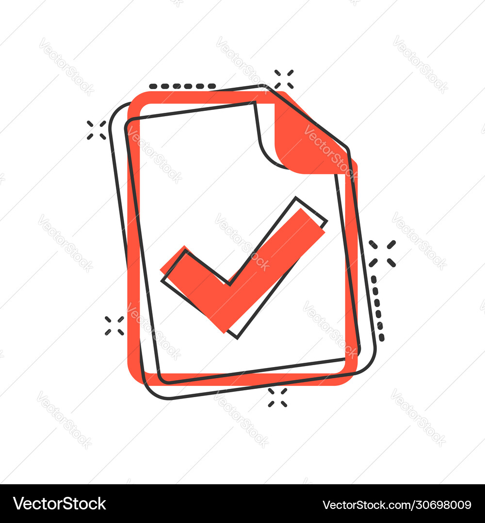 Document accepted icon in comic style correct Vector Image