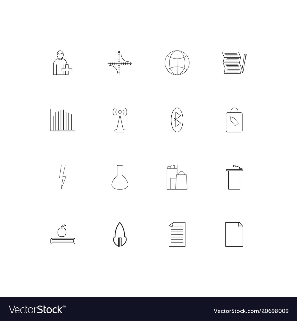 Education and science simple linear icons set