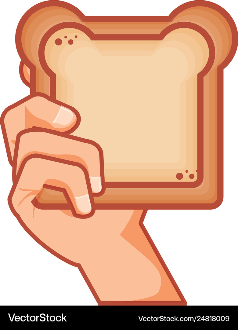 Hand with delicious slice bread Royalty Free Vector Image