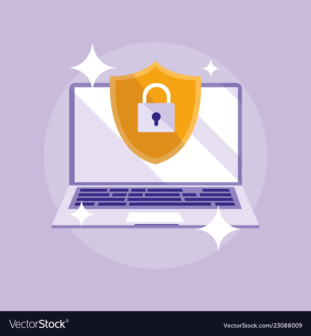 Laptop computer with shield and padlock
