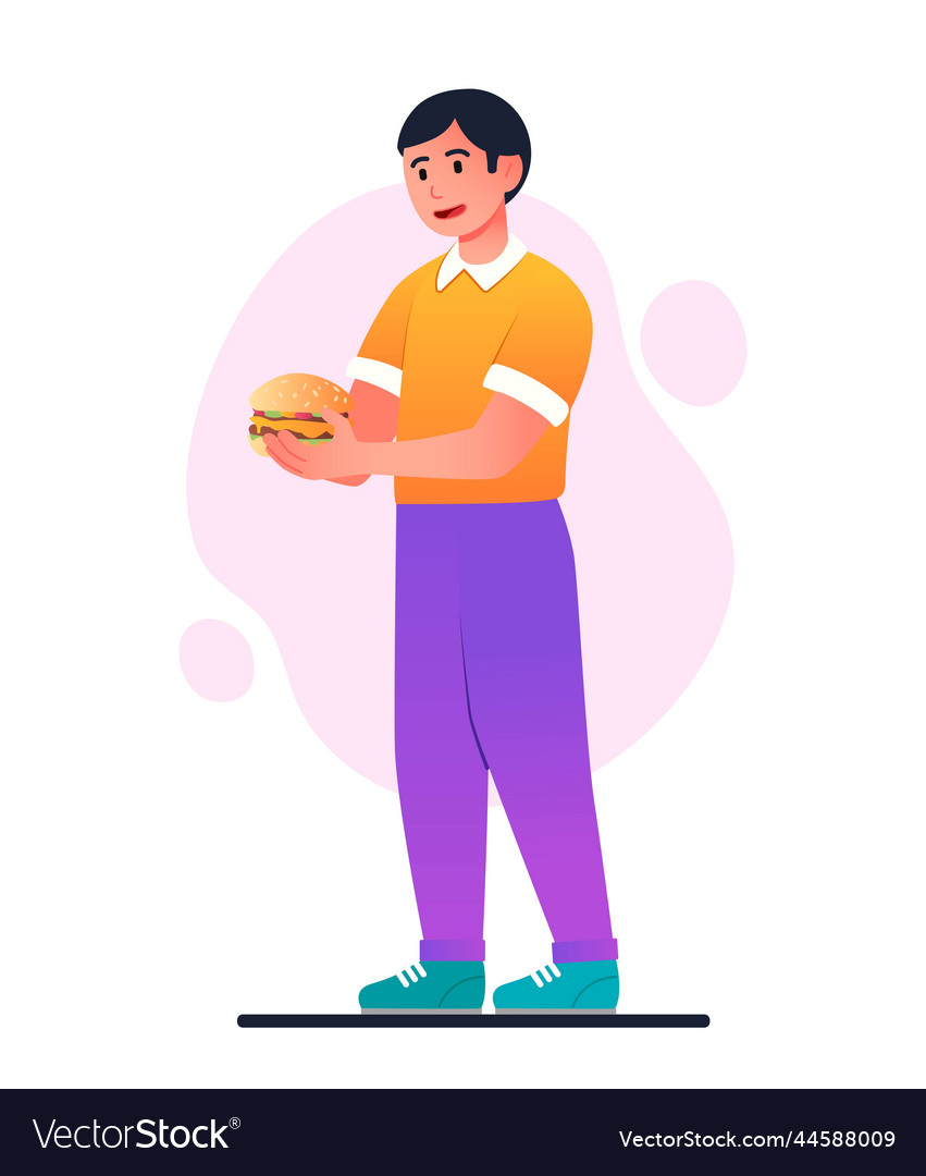 Man with hamburger vector image Man with hamburger