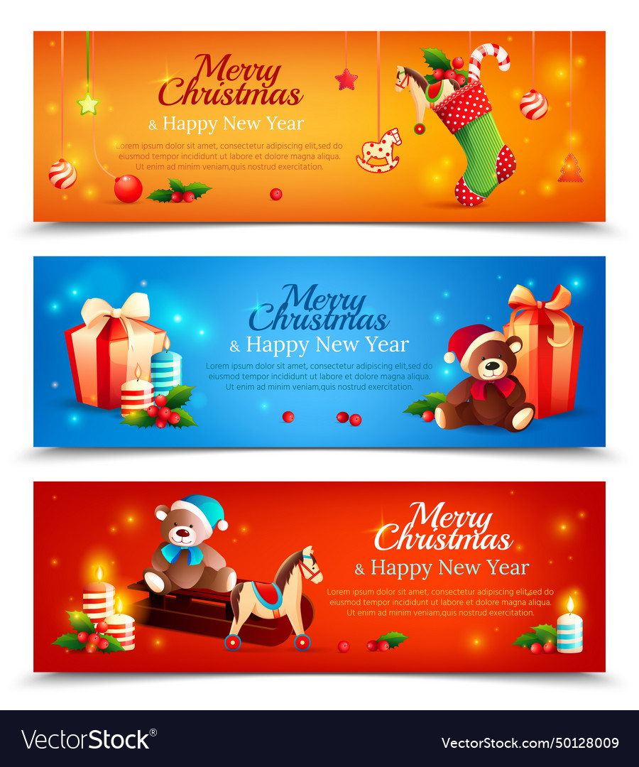 New year cartoon horizontal banners