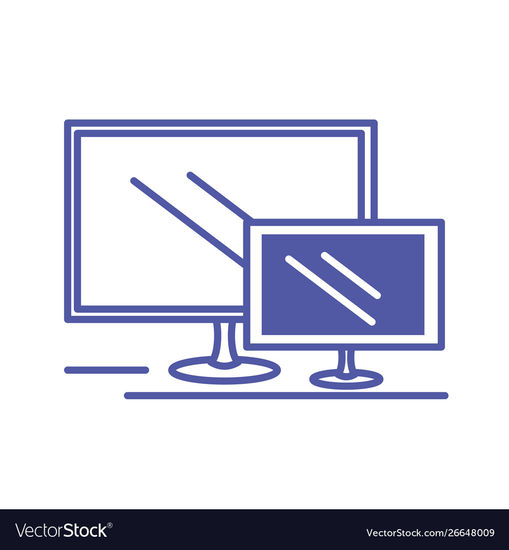 Set computer monitor isolated icon