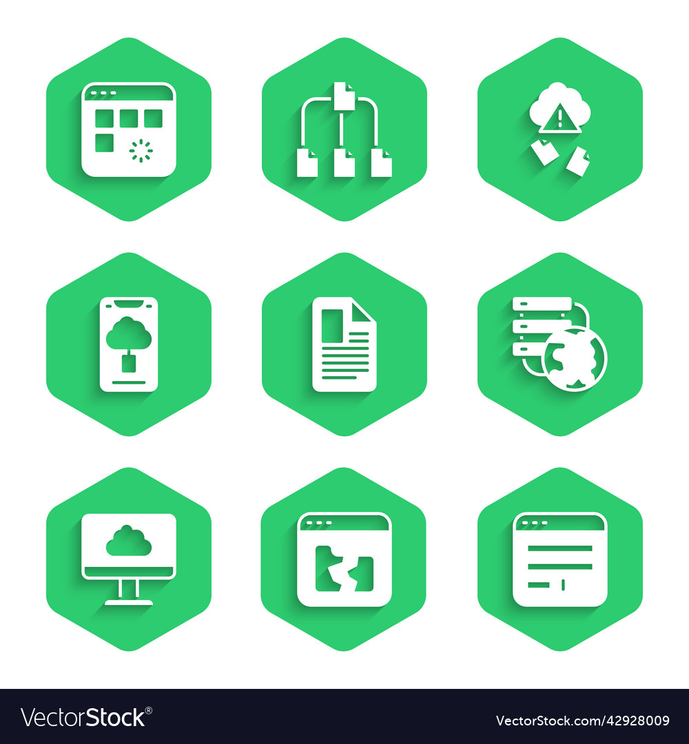 Set file document broken browser window vector image Set file document broken browser window