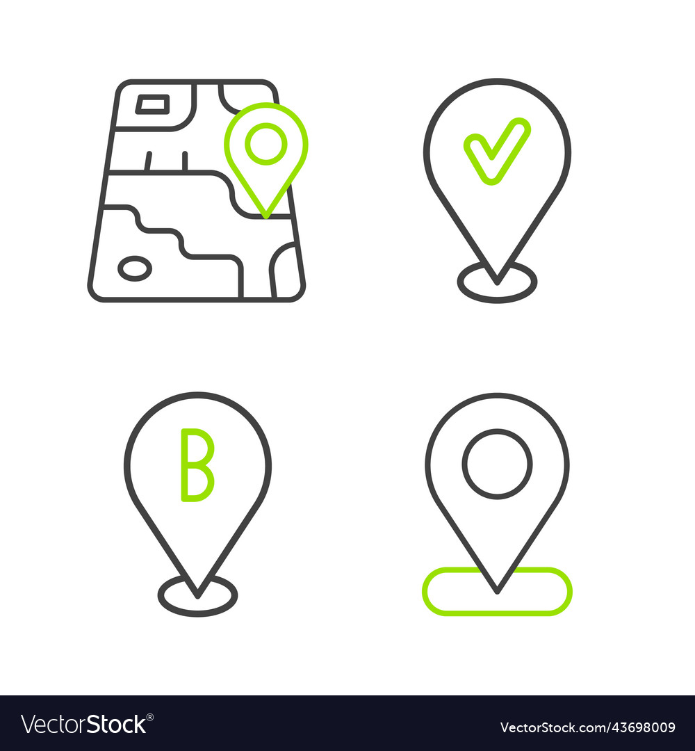 Set line location with check mark and city map vector image Set line location with check mark and city map