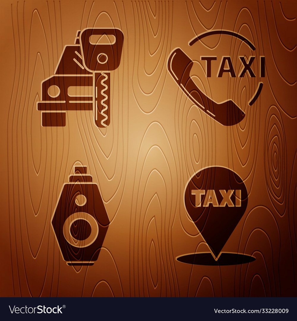 Set map pointer with taxi car rental key vector image Set map pointer with taxi car rental key