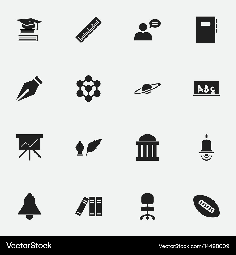 Set of 16 editable graduation icons includes Vector Image