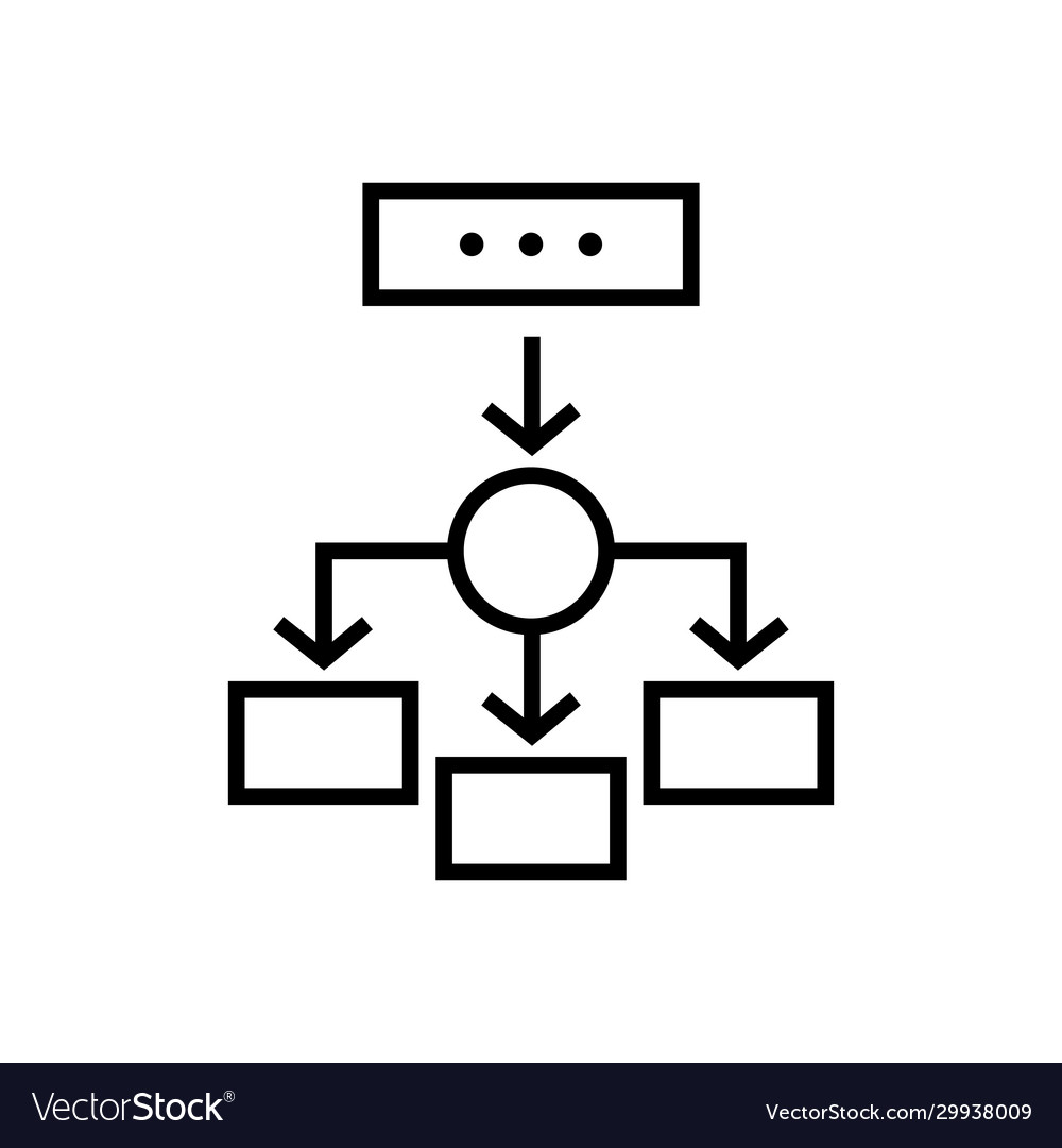 Tasks devision line icon concept sign outline vector image Tasks devision line icon concept sign outline