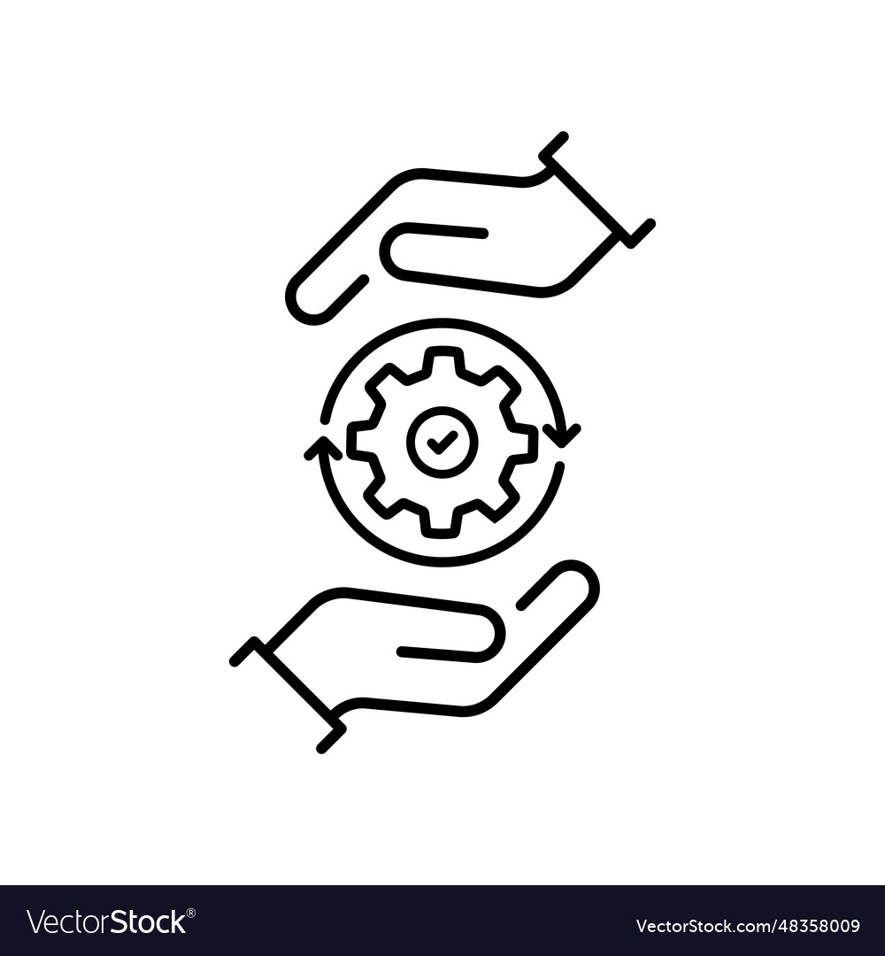 Thin line implement or operation process icon vector image Thin line implement or operation process icon