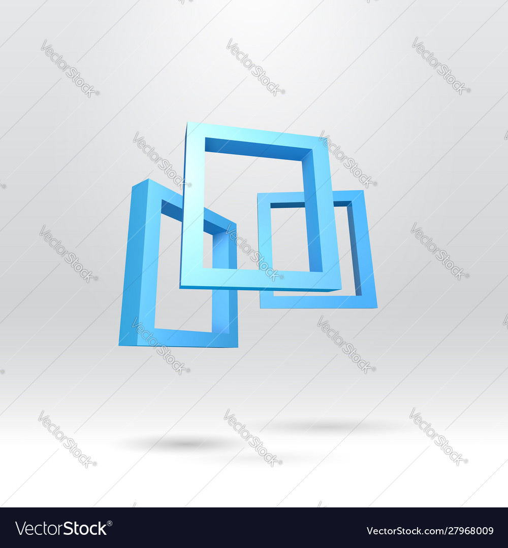 Three blue rectangular 3d frames