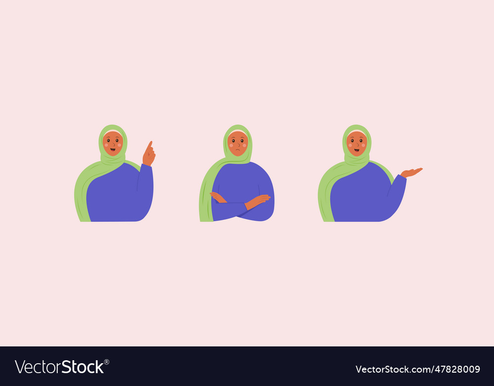White muslim woman showing different gestures vector image White muslim woman showing different gestures