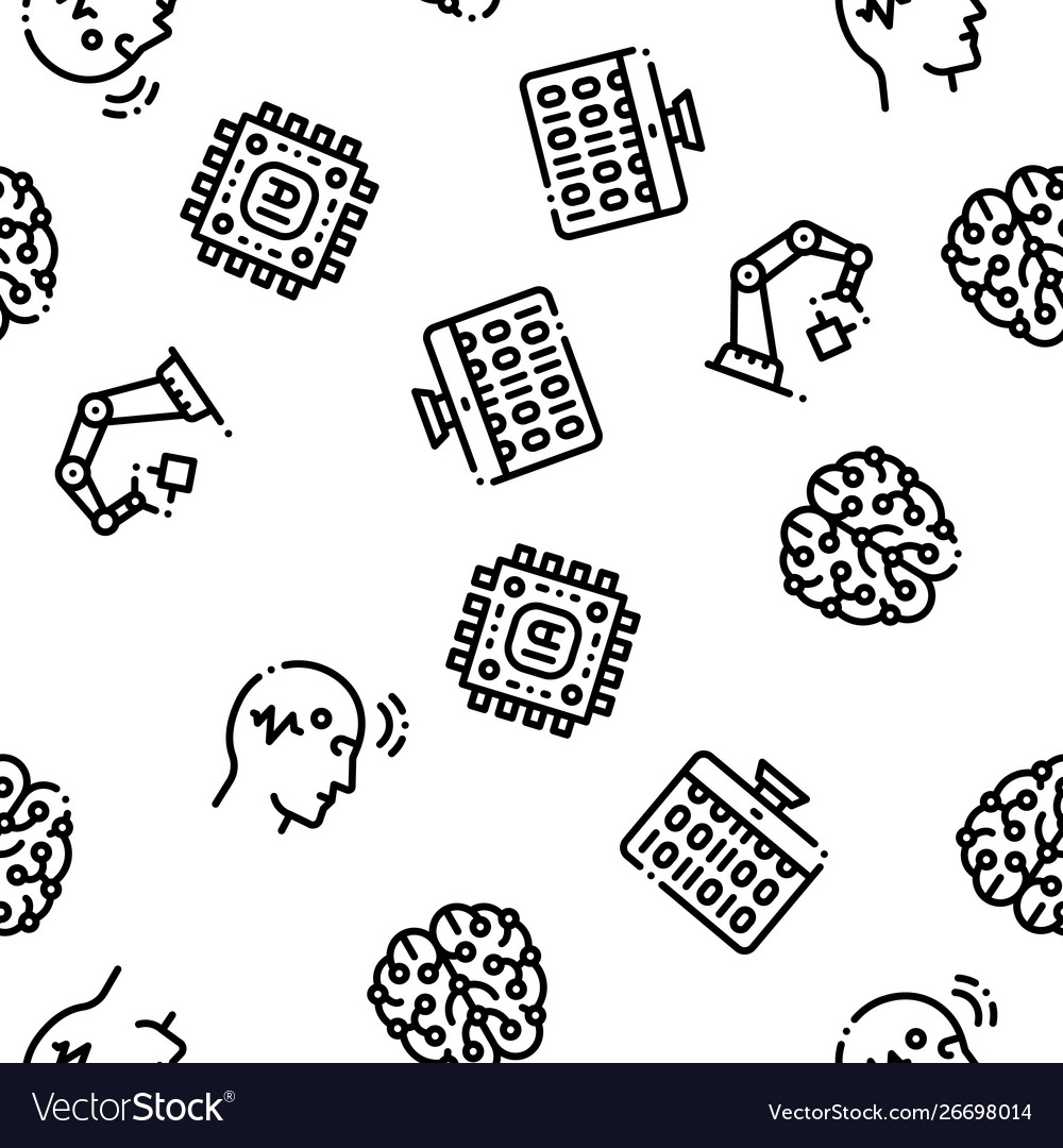 Artificial intelligence seamless pattern vector image Artificial intelligence seamless pattern