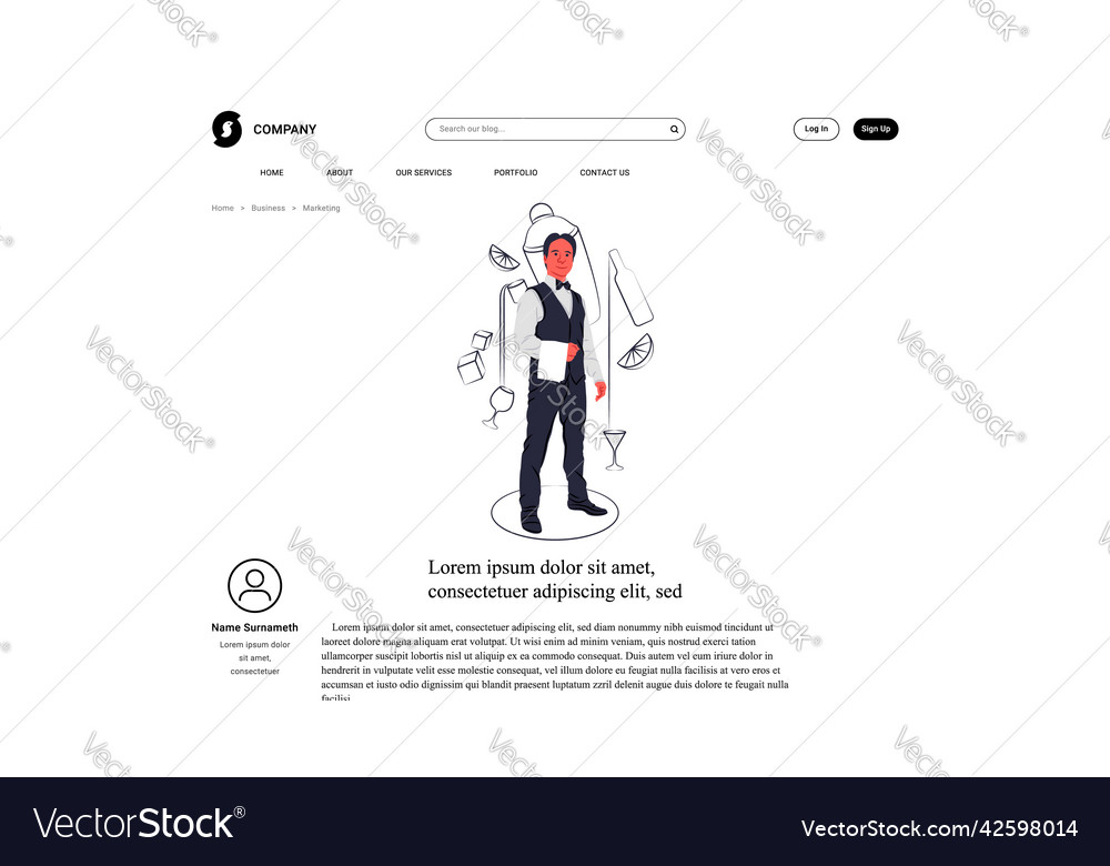 Bartender in shadow of sharp lines style