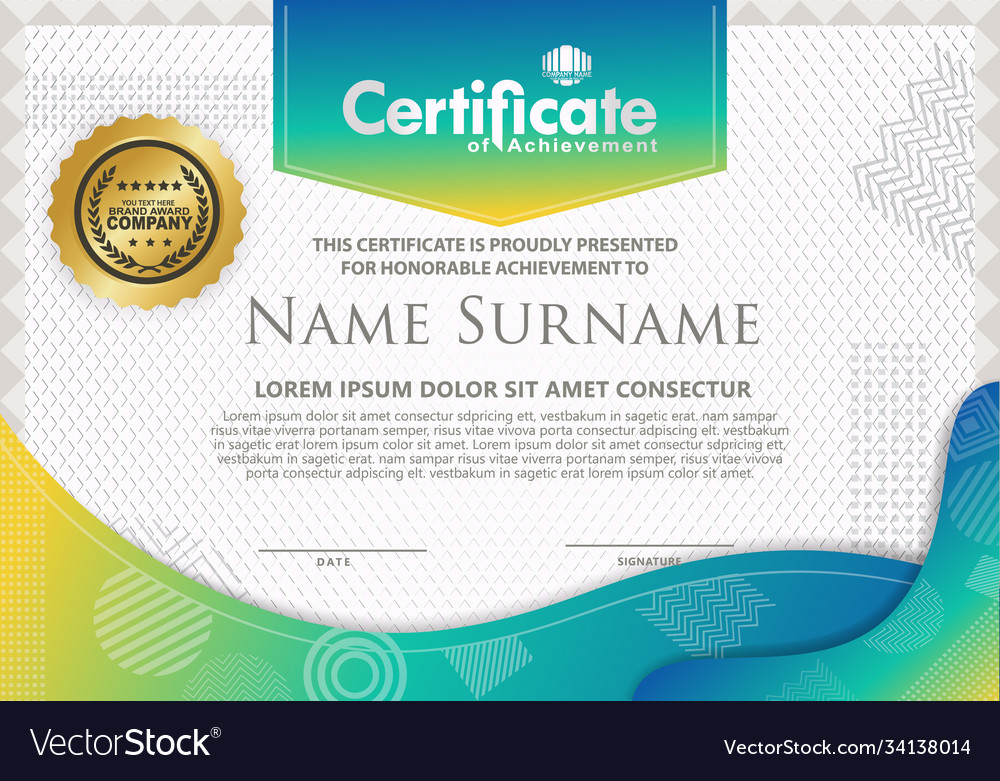 Certificate template with texture modern pattern vector image Certificate template with texture modern pattern