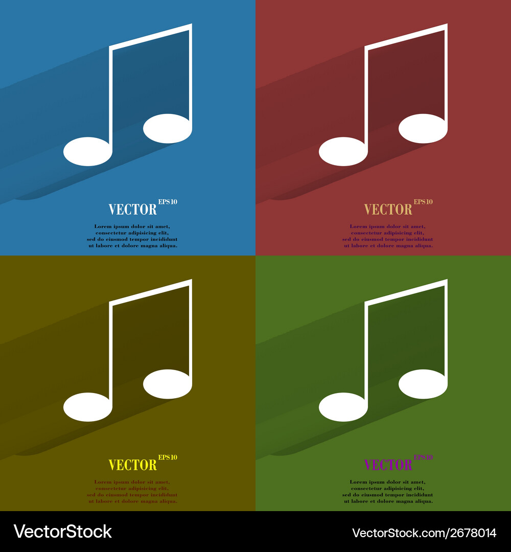 Color set music elements notes web icon flat Vector Image