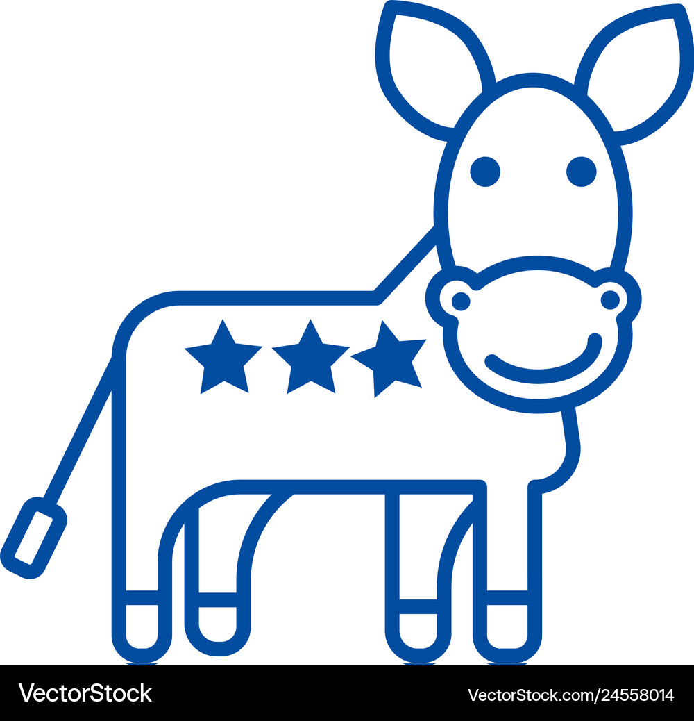 Donkey usa democratic party line icon concept Vector Image