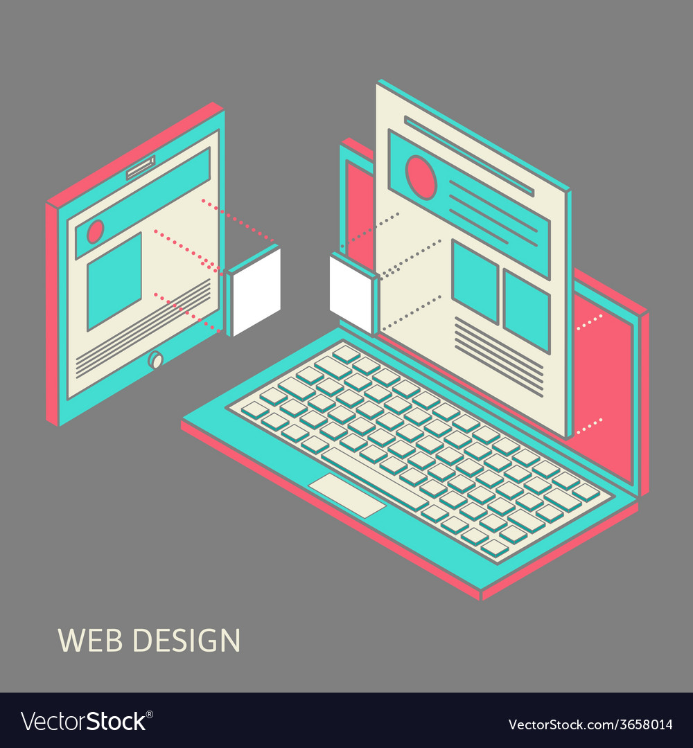 Mobile and desktop website design development Vector Image