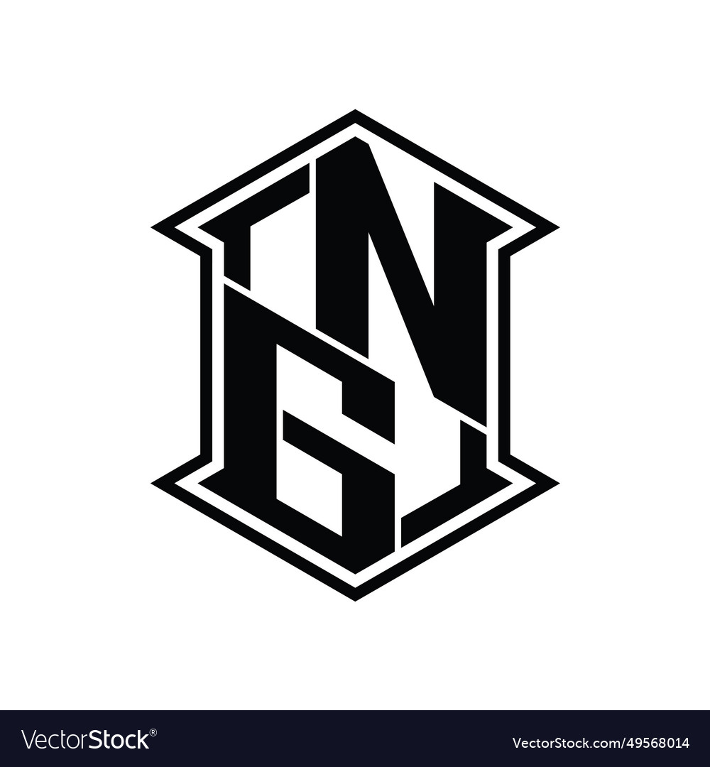Ng logo monogram hexagon shield shape up and down