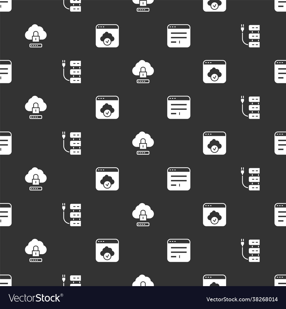 Set browser window server cloud computing lock vector image Set browser window server cloud computing lock
