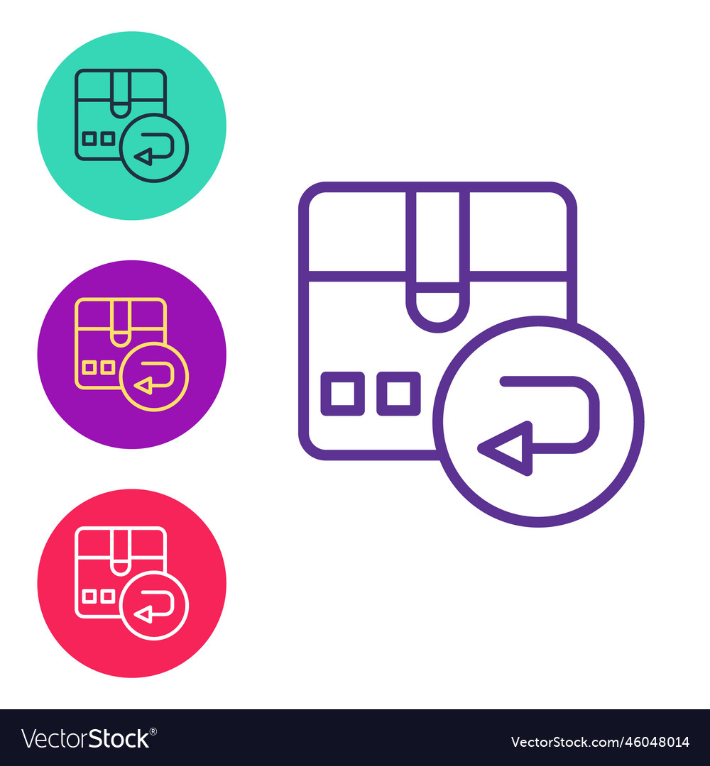 Set line return cardboard box icon isolated vector image Set line return cardboard box icon isolated