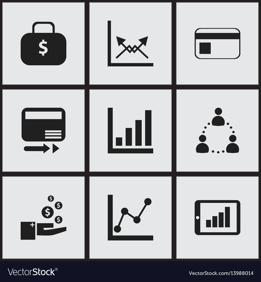 Set of 9 editable statistic icons includes Vector Image Set of 9 editable statistic icons includes