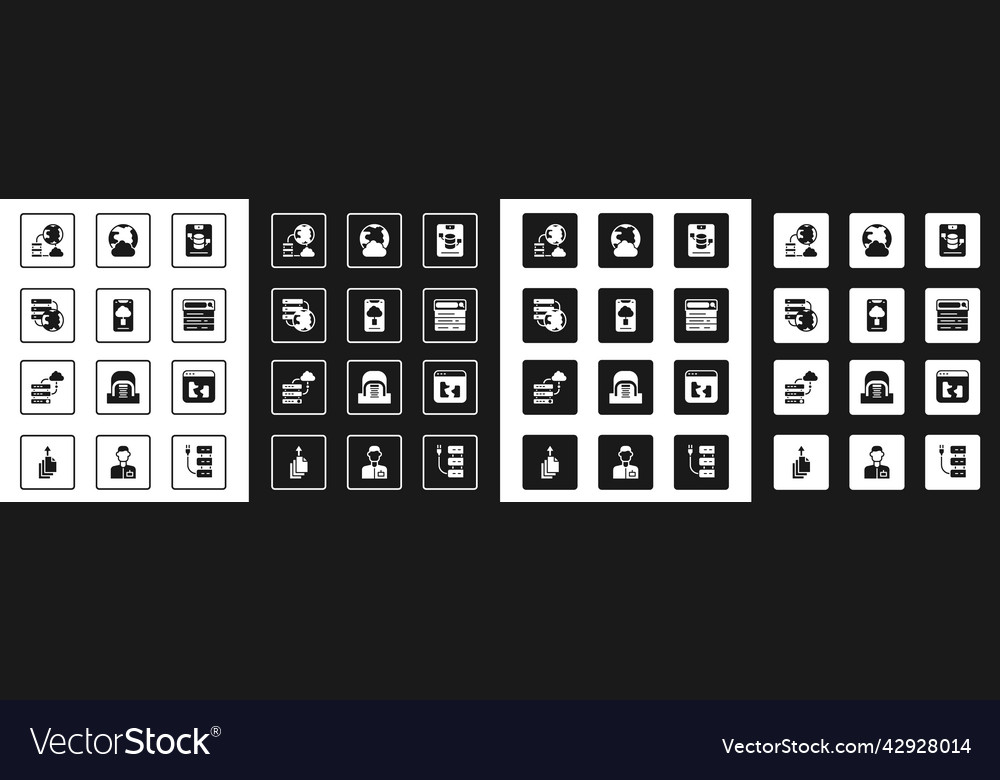 Set server data web hosting cloud technology vector image Set server data web hosting cloud technology