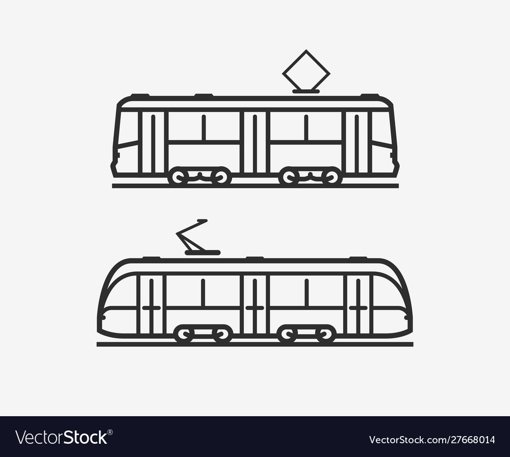 Tram icon city public transport sign or symbol vector image Tram icon city public transport sign or symbol