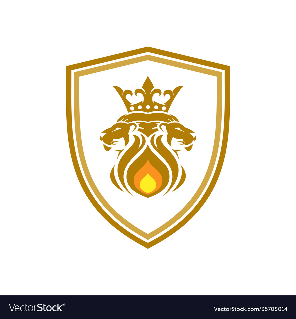 Twin lion king shield abstract logo icon