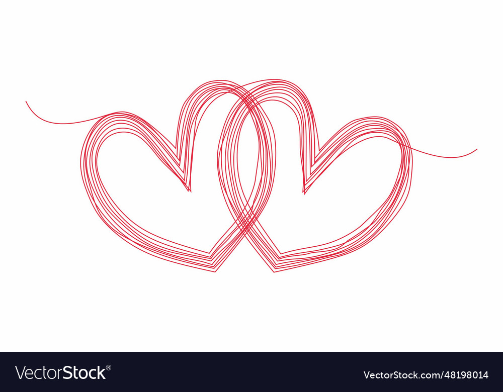 Two linked red heart Royalty Free Vector Image