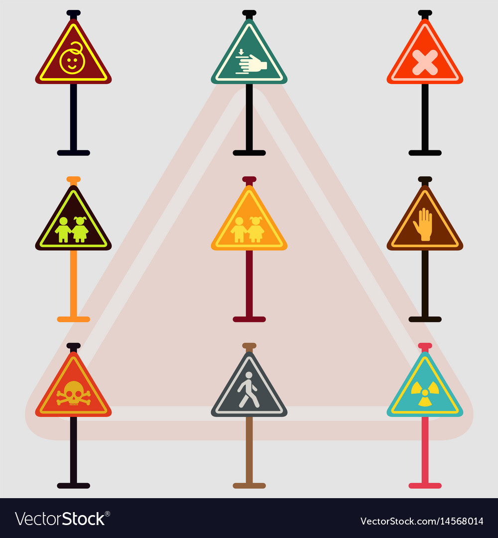 Warning road signs collection set of traffic