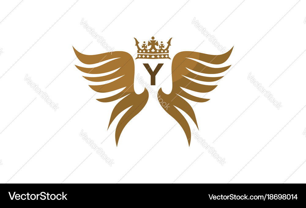 Wing shield crown initial y Royalty Free Vector Image