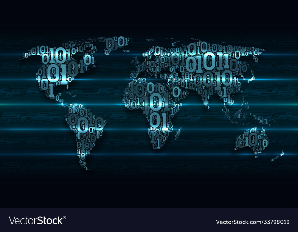 Abstract map world with continents from digital