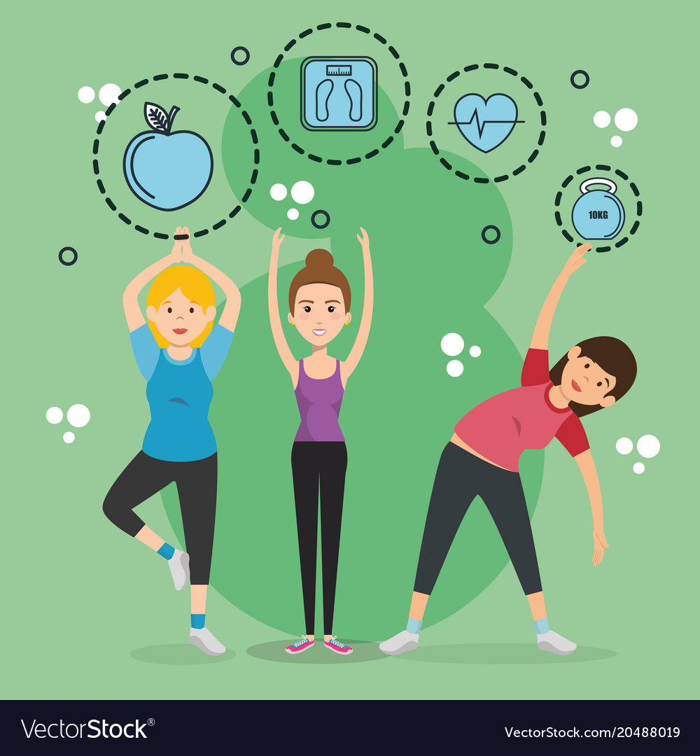 Athletic people practicing exercise characters Vector Image