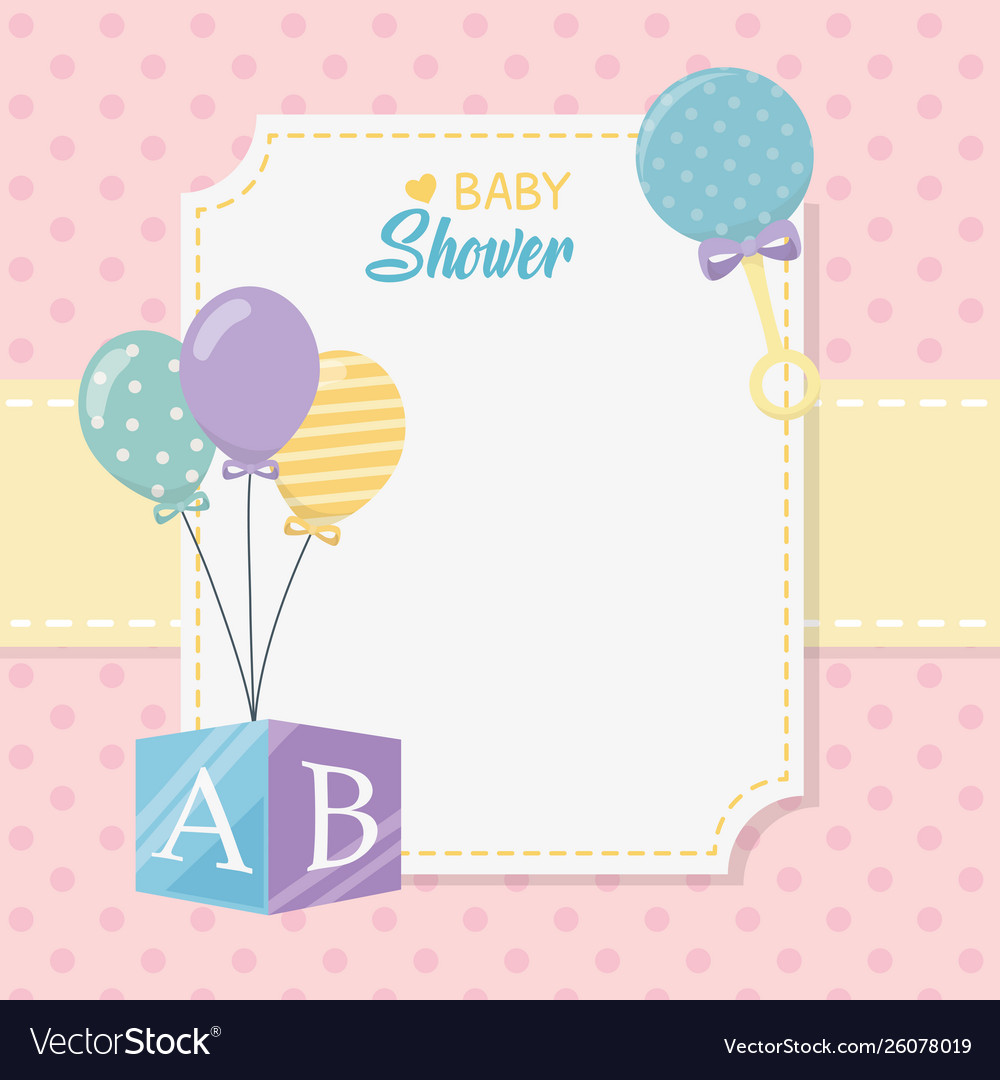 Baby shower card with balloons helium Royalty Free Vector