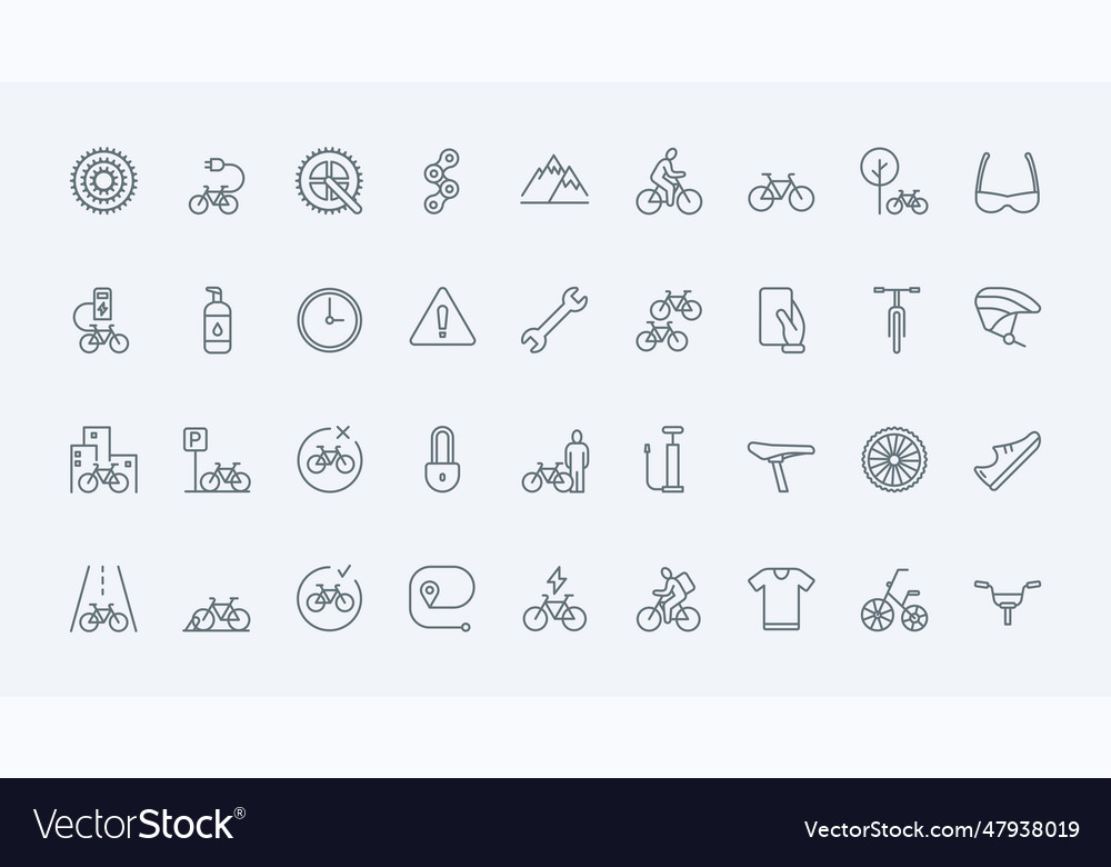 Bike shop repair service and rent thin line icons Vector Image