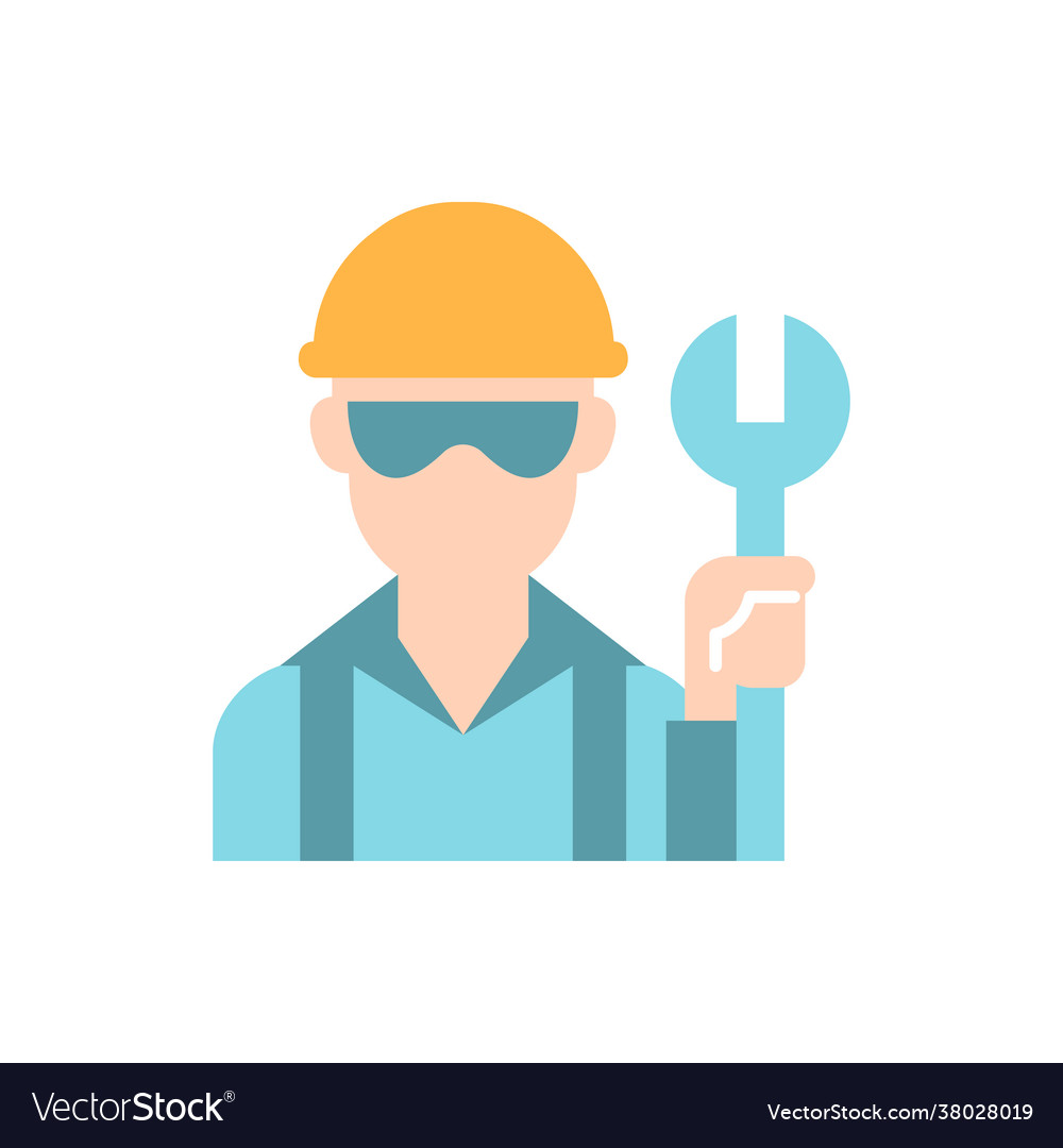 Blue collar worker flat color icon