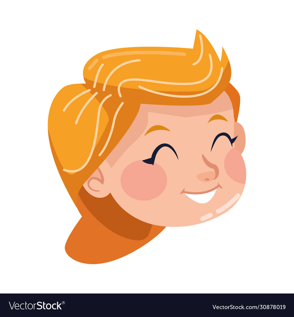 Cute little girl head character Royalty Free Vector Image