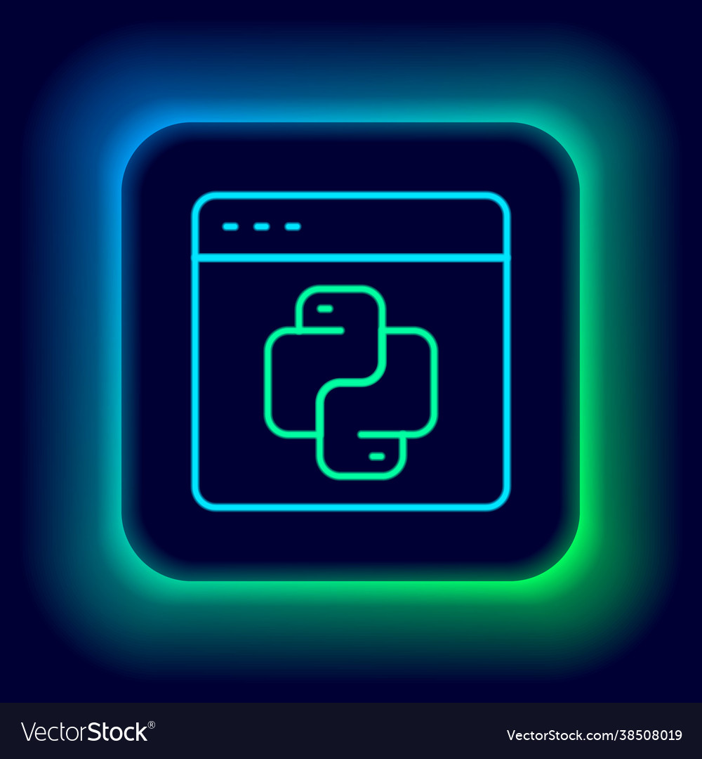 Glowing neon line python Programmiersprache Ikone vector image Glowing neon line python Programmiersprache Ikone