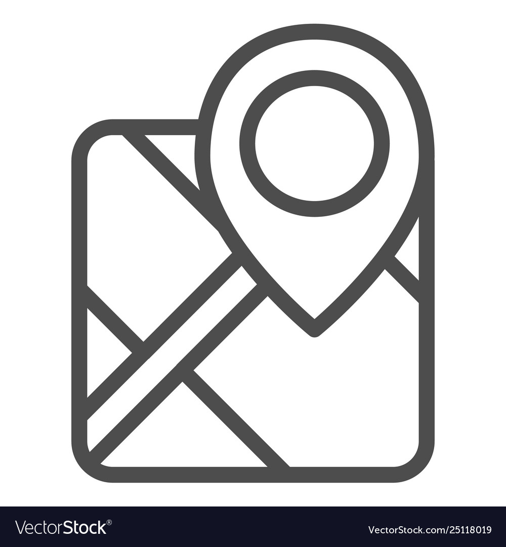 Gps line icon map with pin vector image Gps line icon map with pin