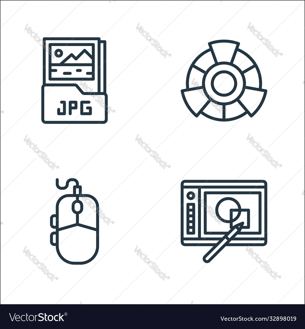 Graphic design line icons linear set quality