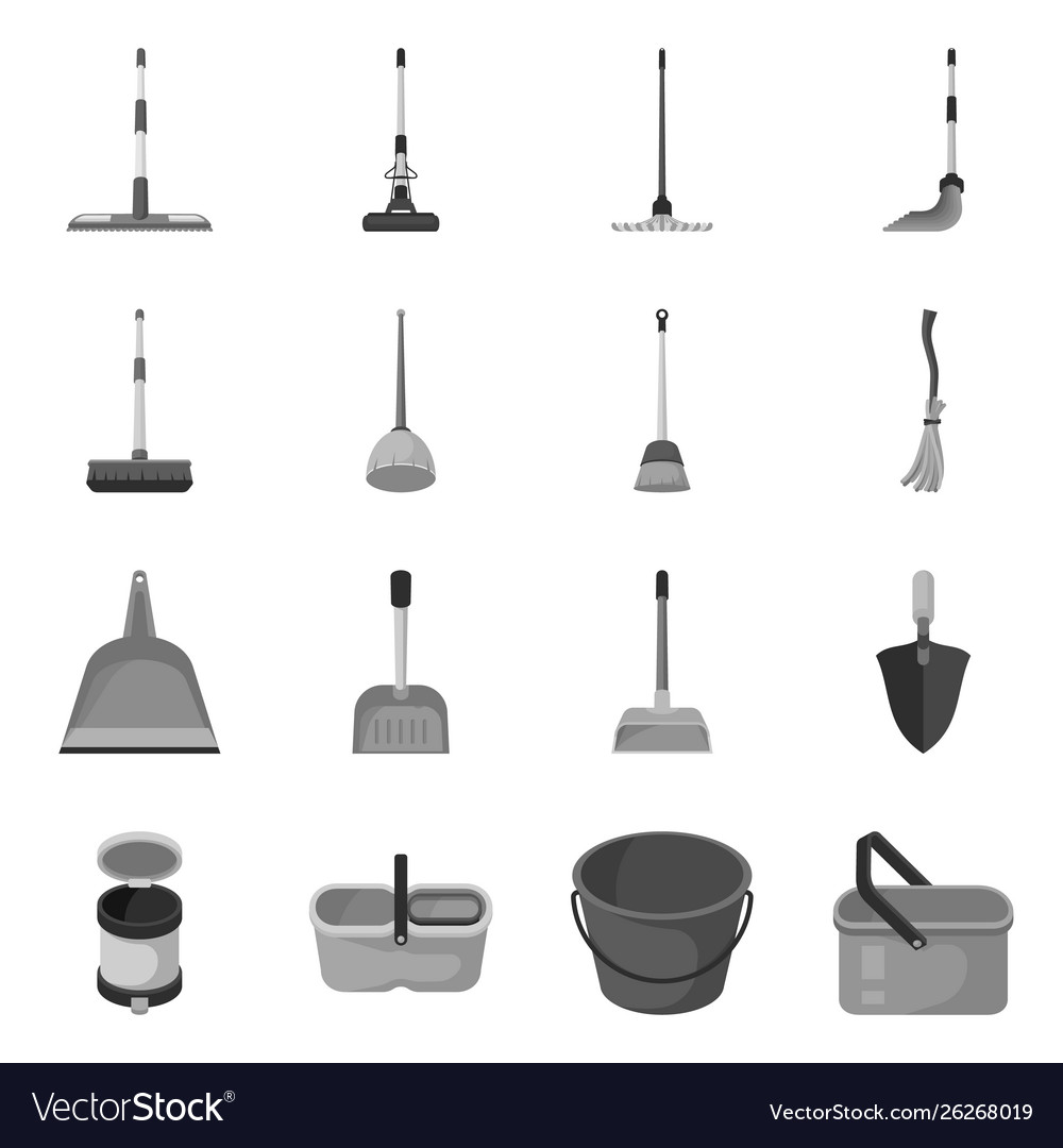 Isolated object tool and mopping logo set
