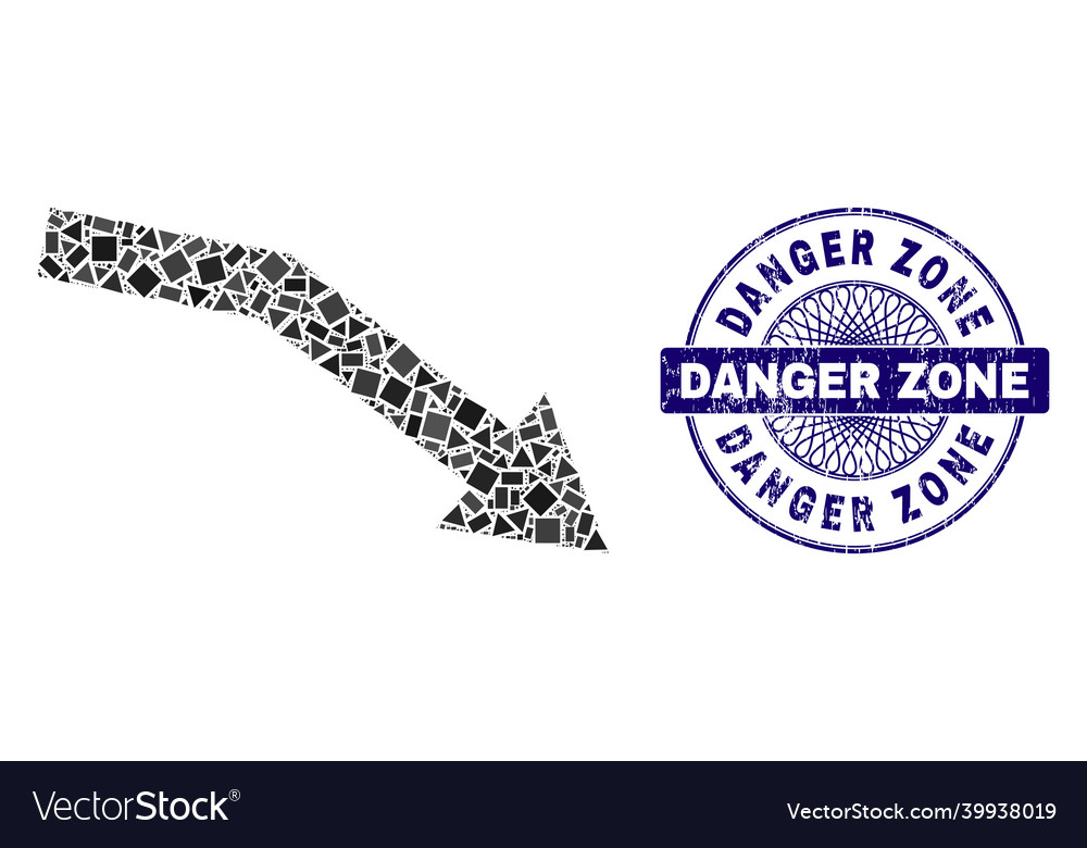 Rubber danger zone stamp and geometric fail trend vector image Rubber danger zone stamp and geometric fail trend