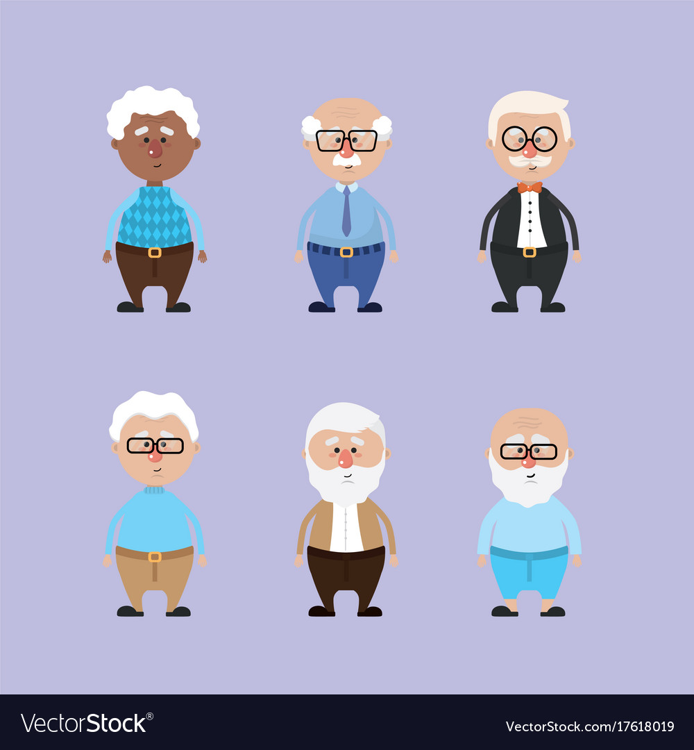 Set grandparents with hairstyle and clothes Vector Image Set grandparents with hairstyle and clothes Vector Image