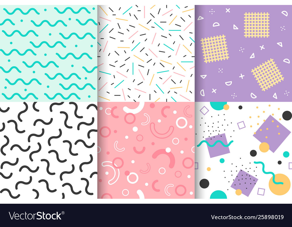 Set memphis seamless pattern with geometric