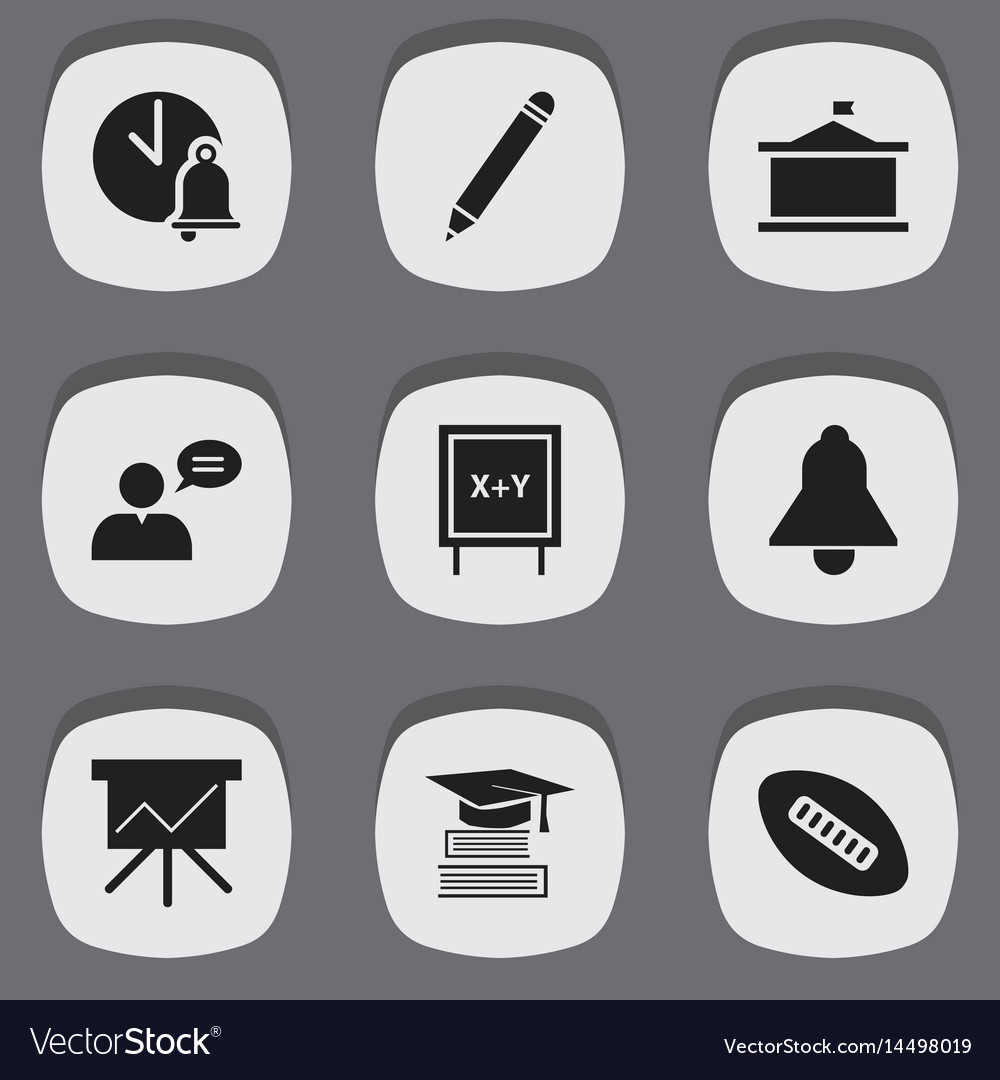 Set of 9 editable university icons includes